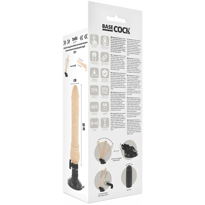 Basecock Realistic Vibrator Remote Control Flesh 19.5cm 4