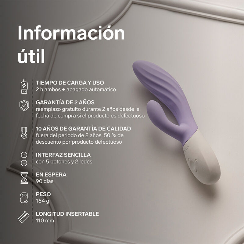 Lelo - ina twist double vibrator rabbit for g-spot and clitoris lavender 8