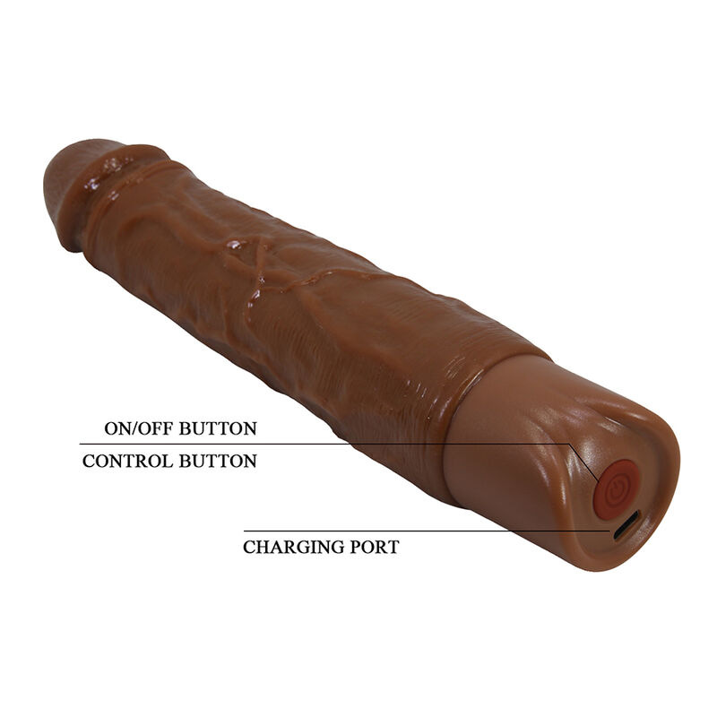 Pretty love - kessler realistic vibrating dildo with 10 vibration modes and 10 throws, 22 cm, brown 10