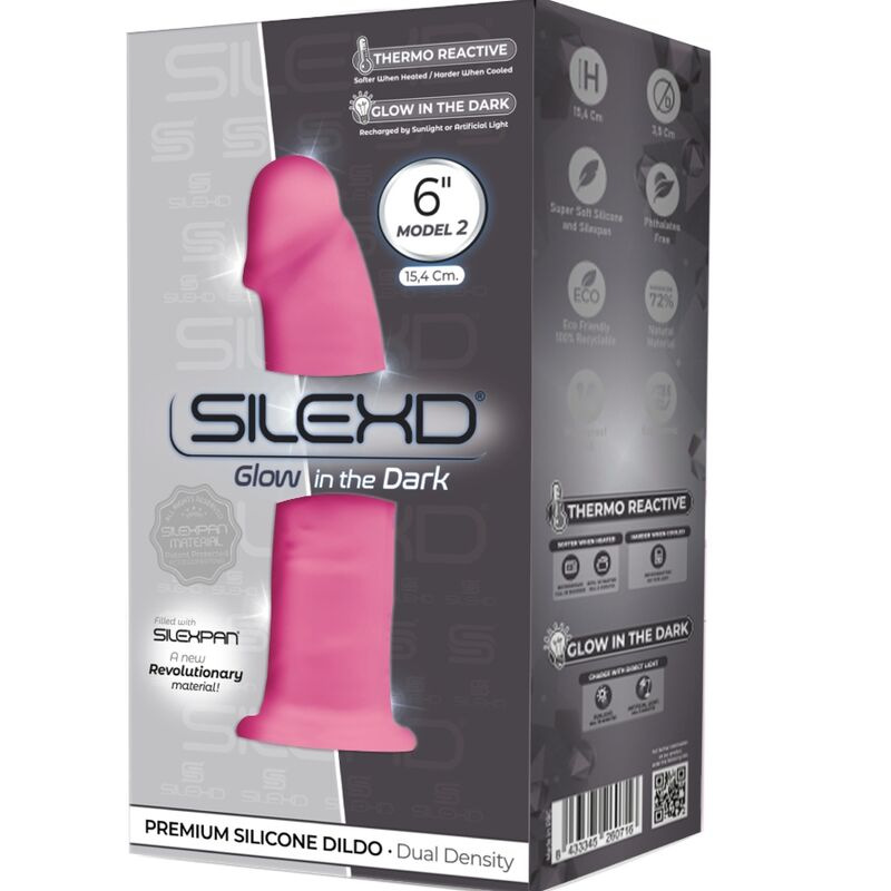 Silexd - model 2 realistic penis premium silexpan silicone fluorescent pink 15 cm 1
