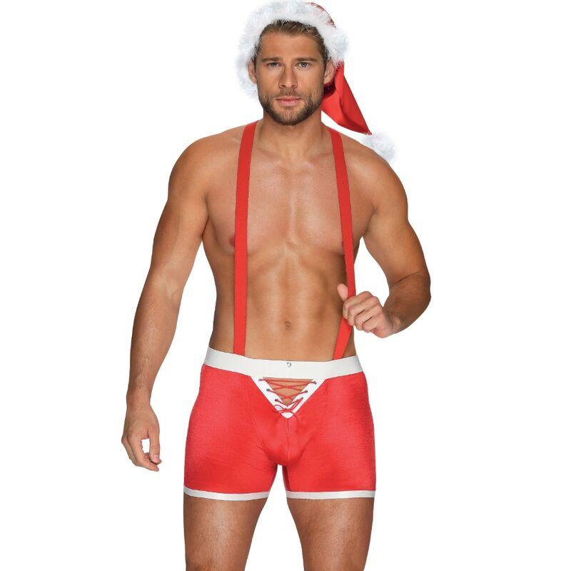 Obsessive - Mr Claus Boxer Shorts With Suspenders And Cap Xxl/Xxxl