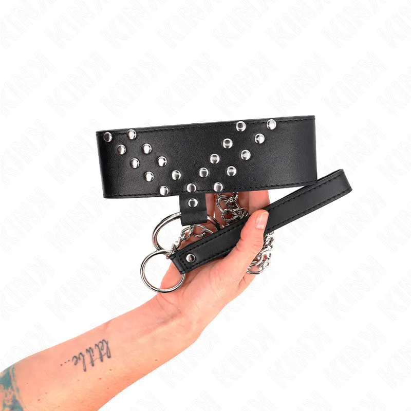 Kink - Necklace With Belt 65 Cm With V Rivet Adjustable 36-43 Cm X 5 Cm 3