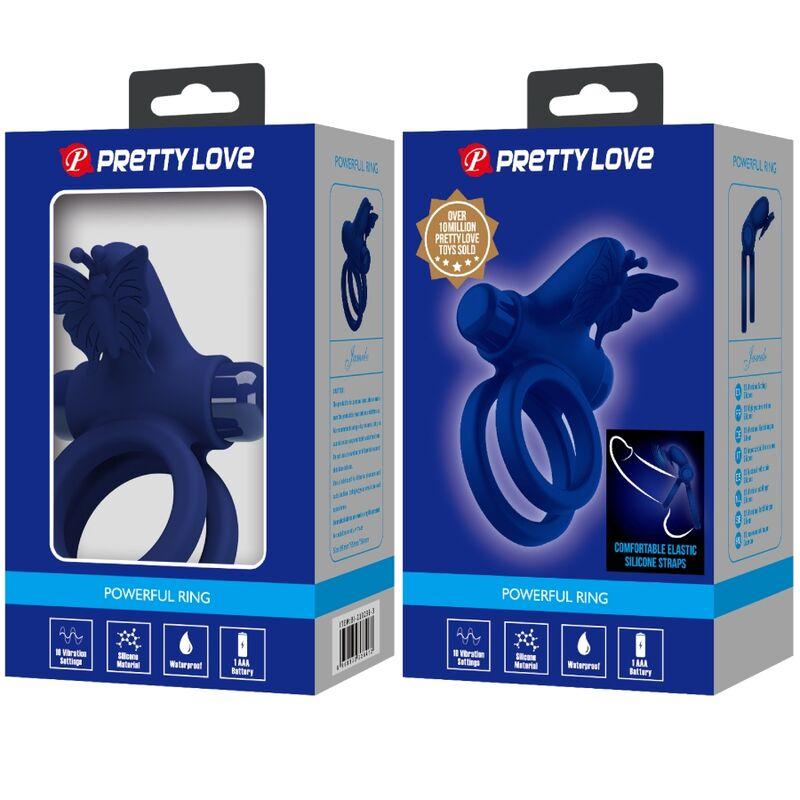 Pretty love - jamele double ring with vibration & butterfly stimulator blue 9