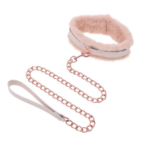 Sportsheets - S&M Peaches ‘N Creame Fur Collar & Leash Cream