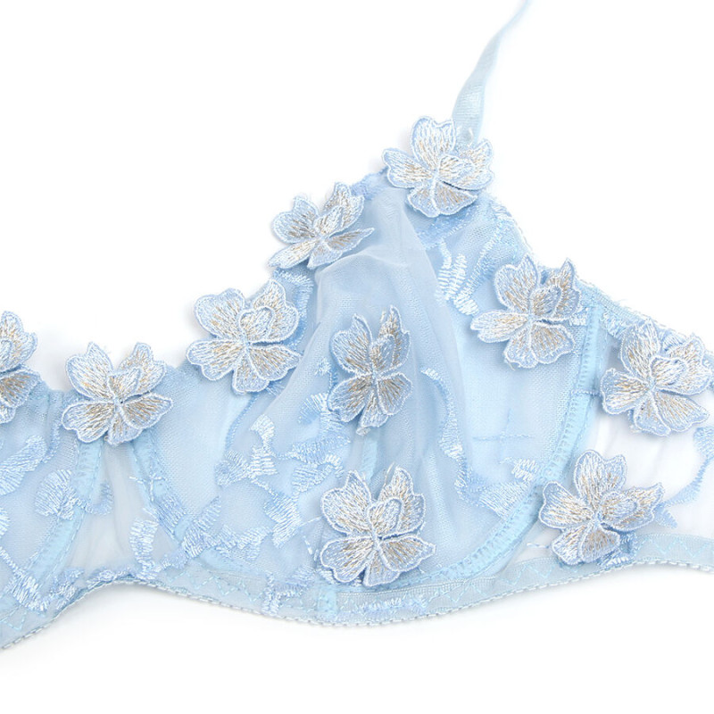 Subblime - 957636 flower embroidered bra and panties set sky blue l/xl 5
