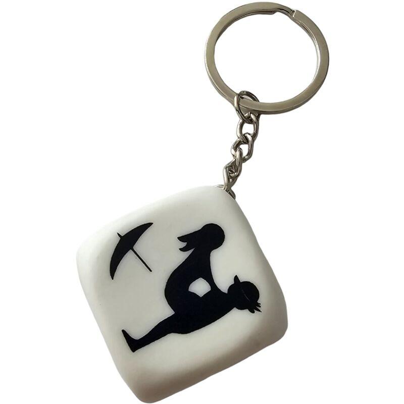 Diablo picante - white dice keychain with poses