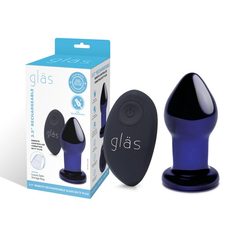 Glas - Rechargeable Remote Controlled Vibrating Butt Plug - Sklenený Análny Kolík 4