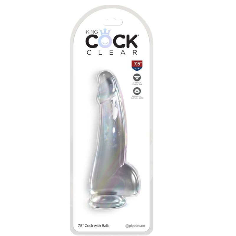 King cock - clear dildo with testicles 15.2 cm transparent 1