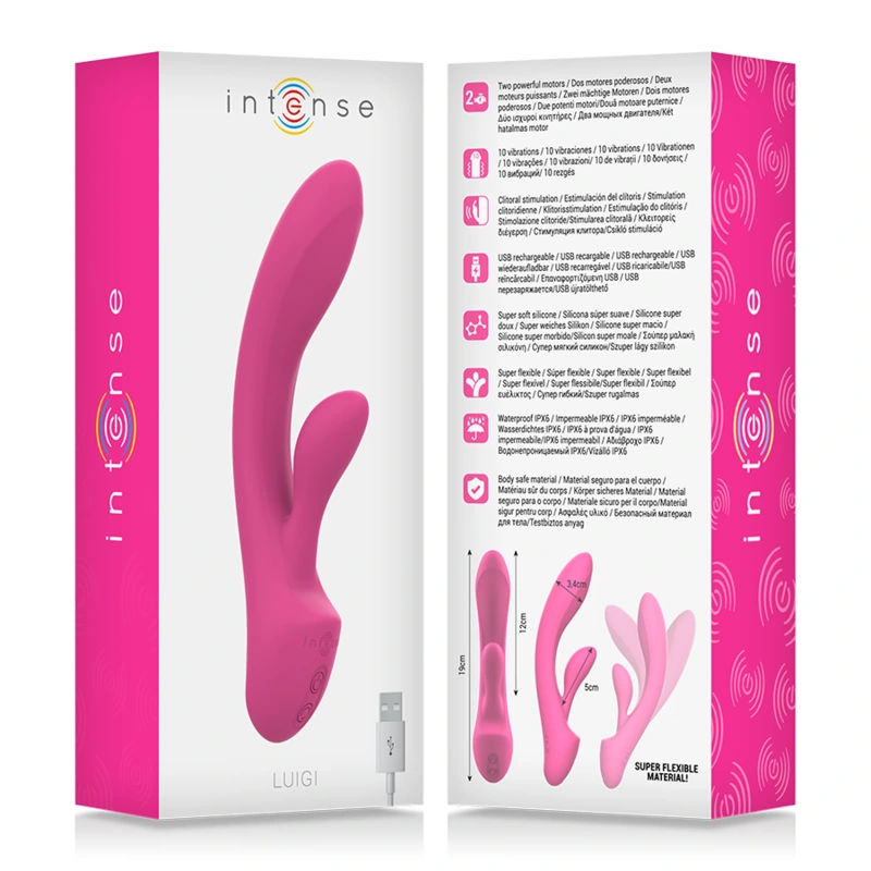 Intense - luigi rabbit vibrator pink liquid silicone 6