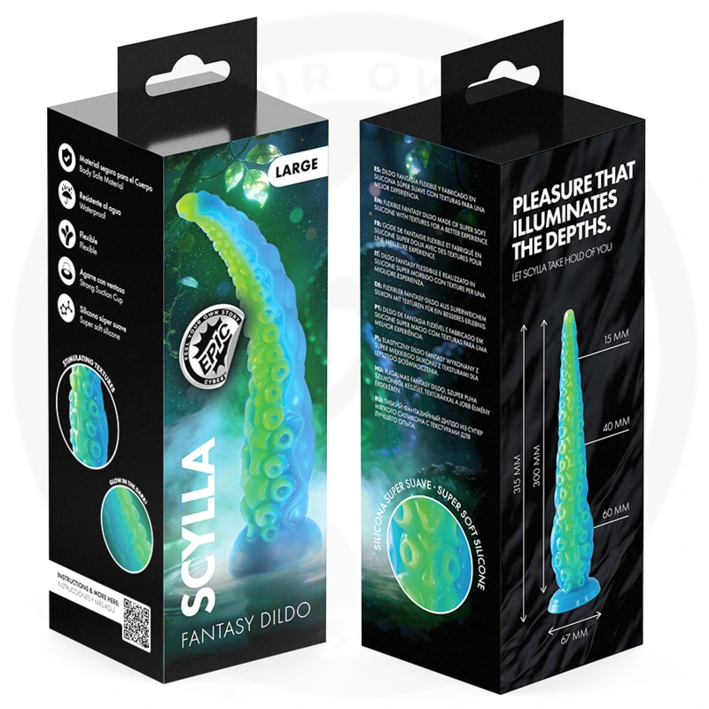 Epic - scylla fluorescent thin tentacle dildo large size 10