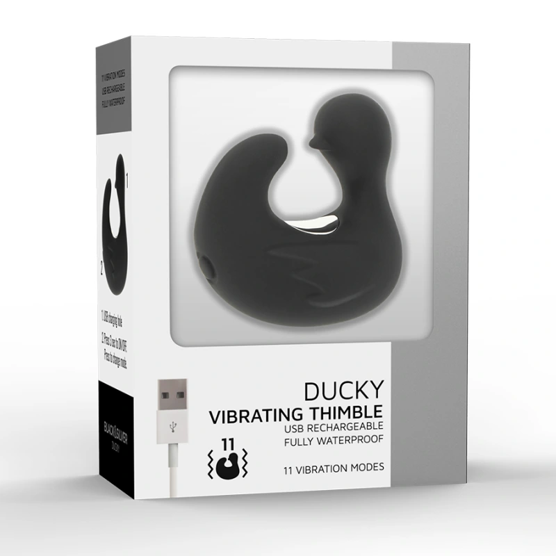 Black&silver - duckymania rechargeable silicone stimulating duck thimble 7