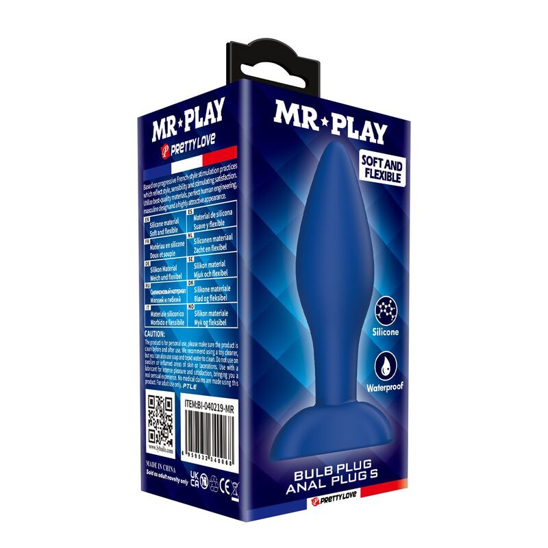 Mr play - tapered silicone anal plug blue s 2