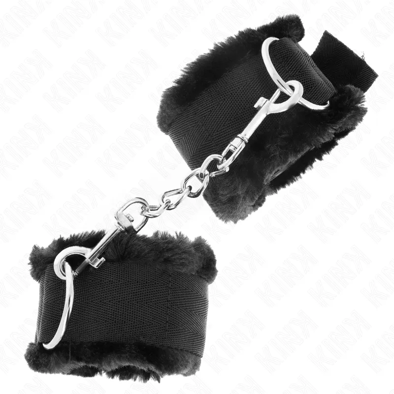 Kink - Furry Lined Wrist Restraints Black Adjustable 17-31 Cm X 7 Cm