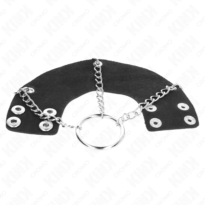 Kink - penis ring 4 cm chain 7 cm metal with leather belt