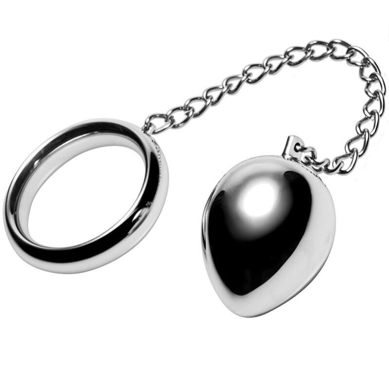 Metal hard - cock ring 50mm + chain with metal ball