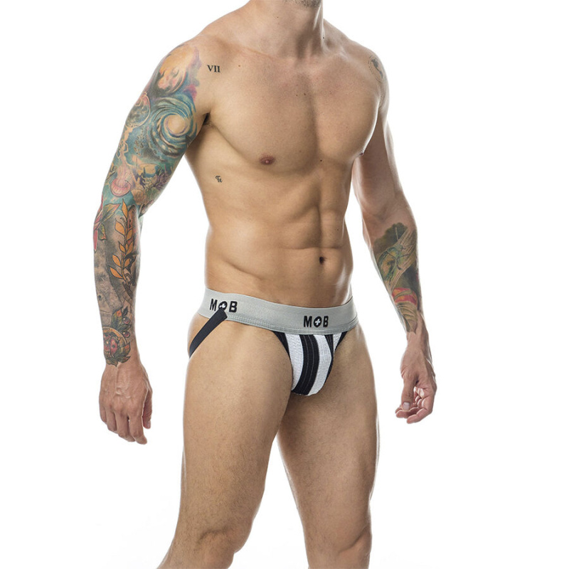 Mob - classic stripe white jock size s 2