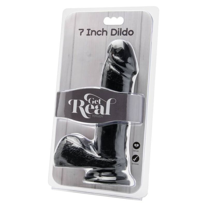 Get real - dildo 18 cm with balls black 1