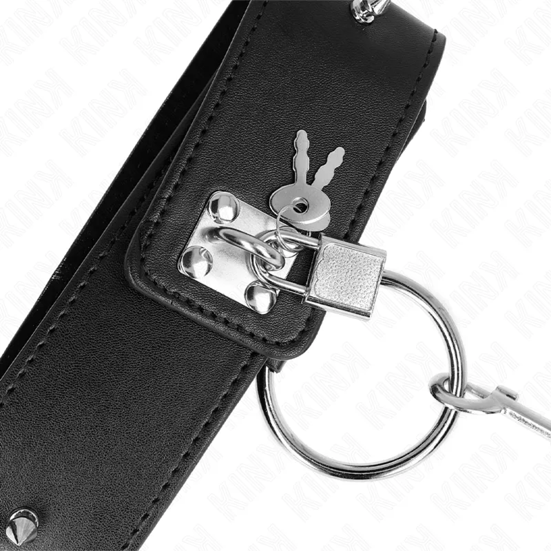Kink - Necklace 65 Cm With Leash With Silver Studs Model 2 Adjustable 36-43 Cm X 5 Cm 5
