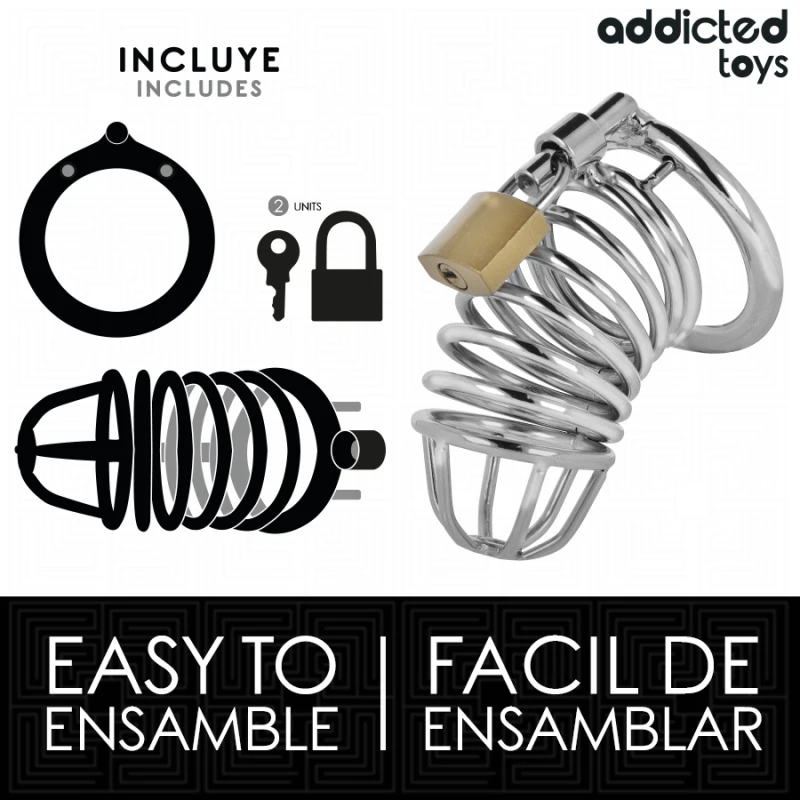 Addicted toys locked - iron cell metal penis cage size m 3