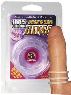 Silicone & Cock& Ball Rings Set Transparent - Erekčné Krúžky