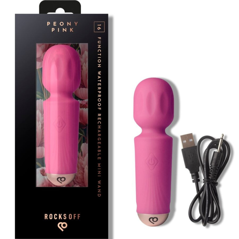 Rocks-off - mini rechargeable wand 16 functions peony pink 1