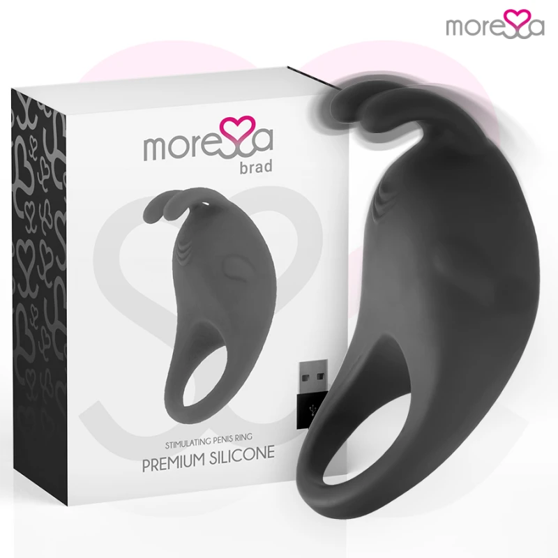 Amoressa Brad Premium Silicone Rechargeable Black - Vibračný Krúžok