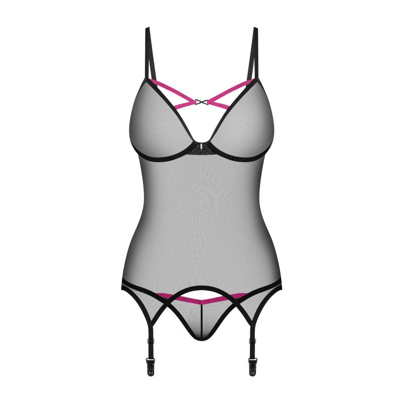 Obsessive - Novenes Corset & Thong Black Xs/S 4