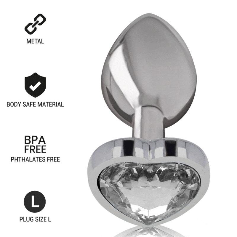 Intense - Metal Aluminum Anal Plug Heart White Size L - Análny Kolík