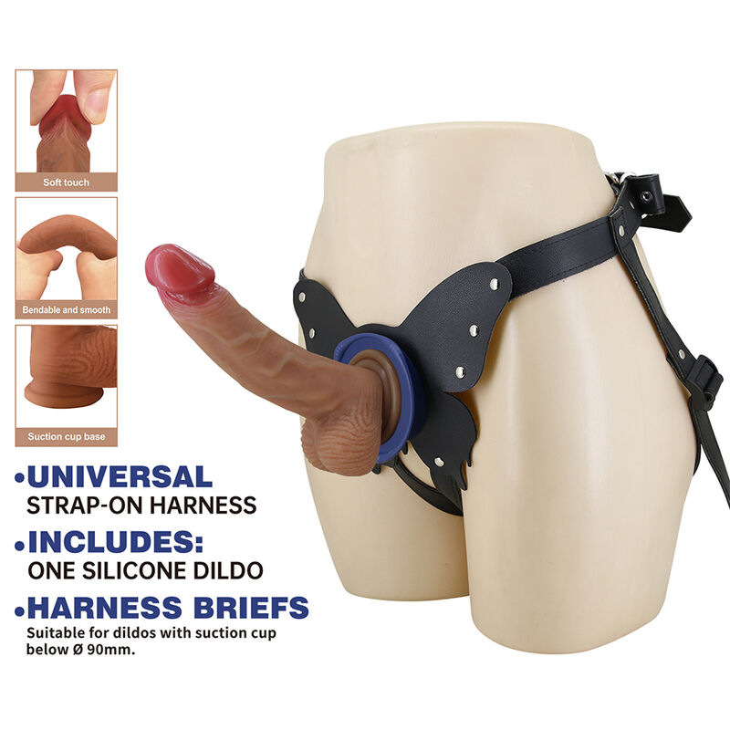 Pretty love - yeti strap-on harness with suction dildo flesh 1