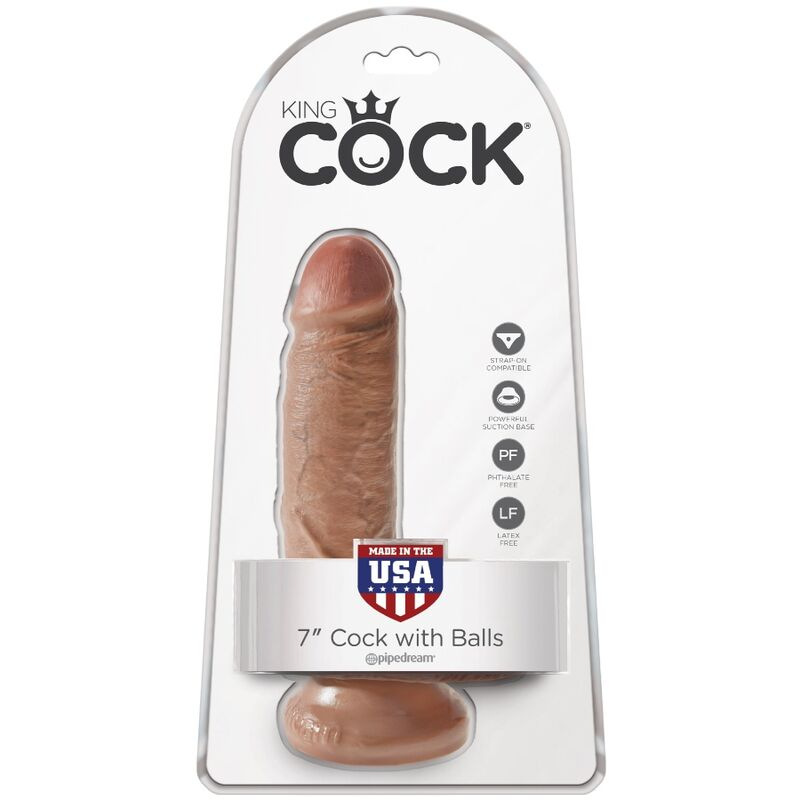 King cock - realistic penis with balls 13.2 cm caramel 5