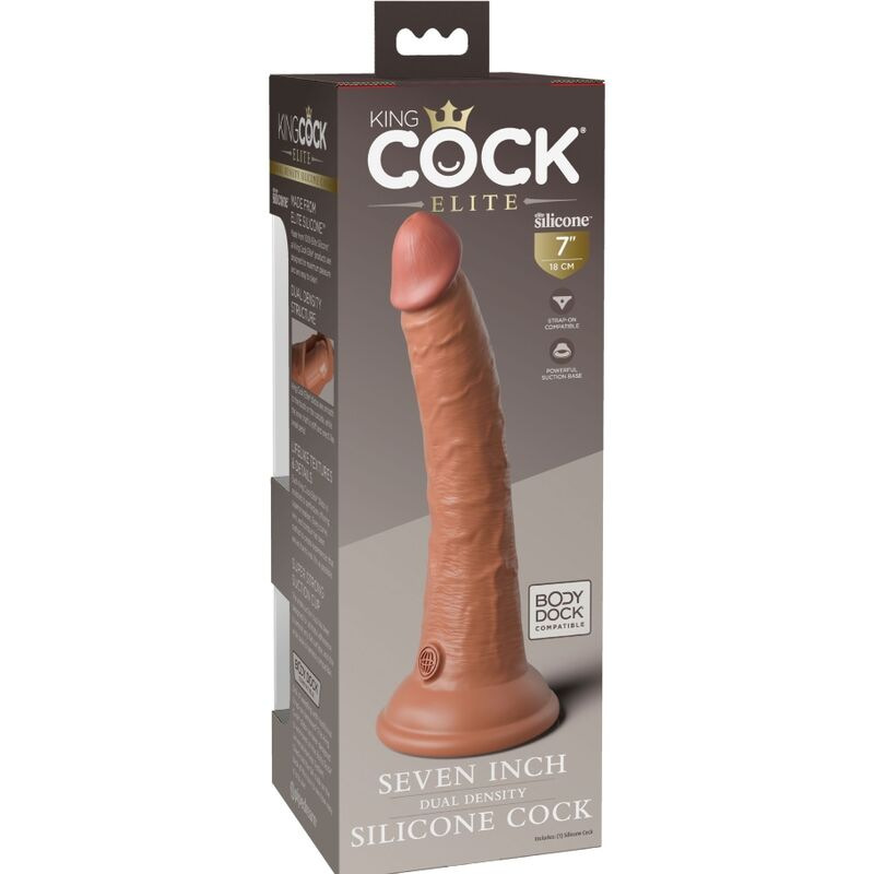 King cock - elite realistic silicone dildo 17.8 cm caramel 4