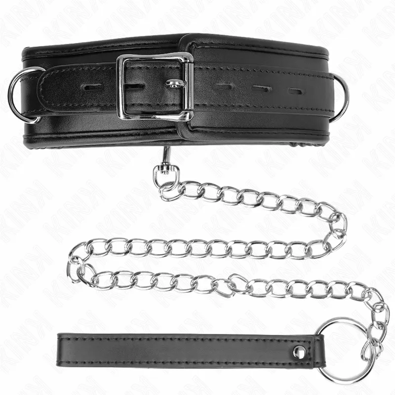 Kink - Necklace With Sponge Imitation Leather Strap Model 3 Adjustable 37-54 Cm X 3 Cm