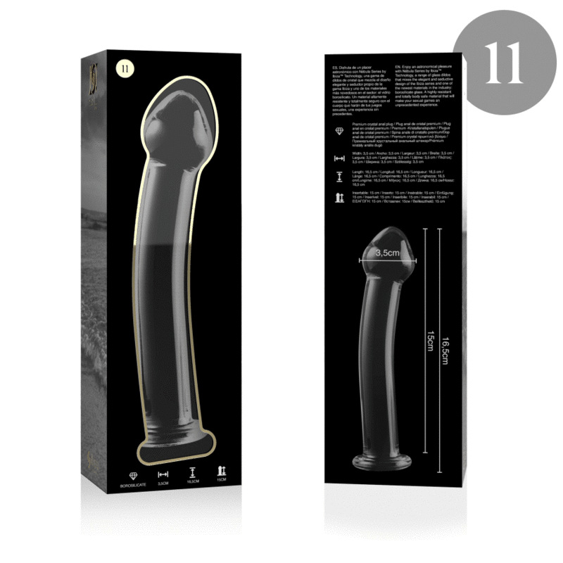 Nebula series by ibiza - model 11 dildo borosilicate glass clear 16 cm -o- 3 cm 3