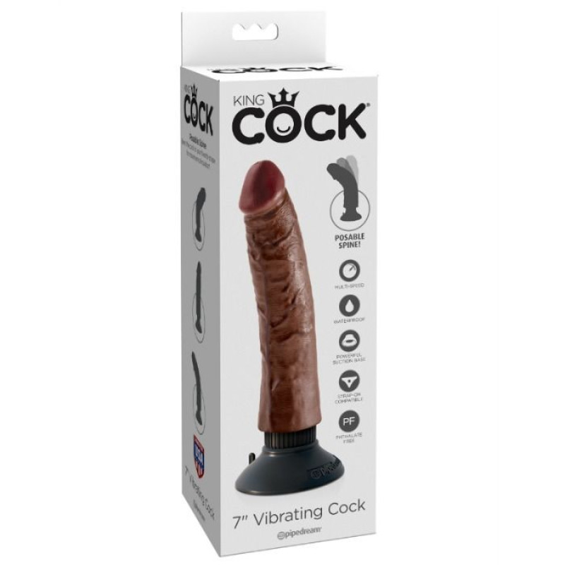 King cock - vibrating cock brown 17.78 cm 5