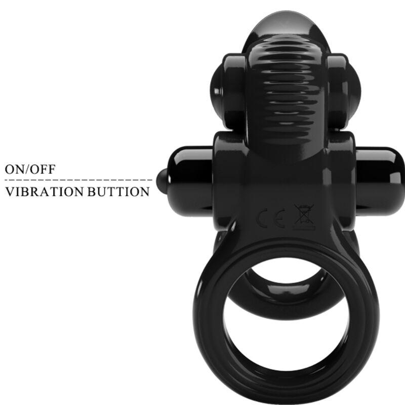 Pretty love - passionate ring double vibrating ring + clitoris stimulator black 4