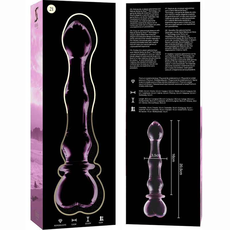 Nebula series by ibiza - model 21 dildo borosilicate glass pink 20.5 cm -o- 3.5 cm 5