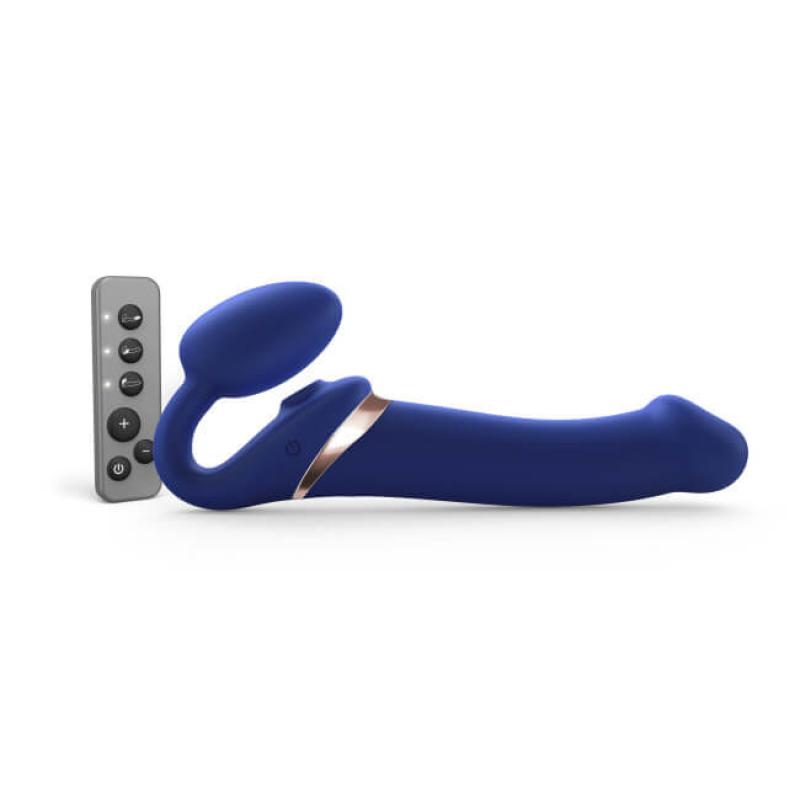 Strap-On-Me - Strap-On Multi Orgasm Remote Controlled 3 Motors Blue L - Pripínací Penis