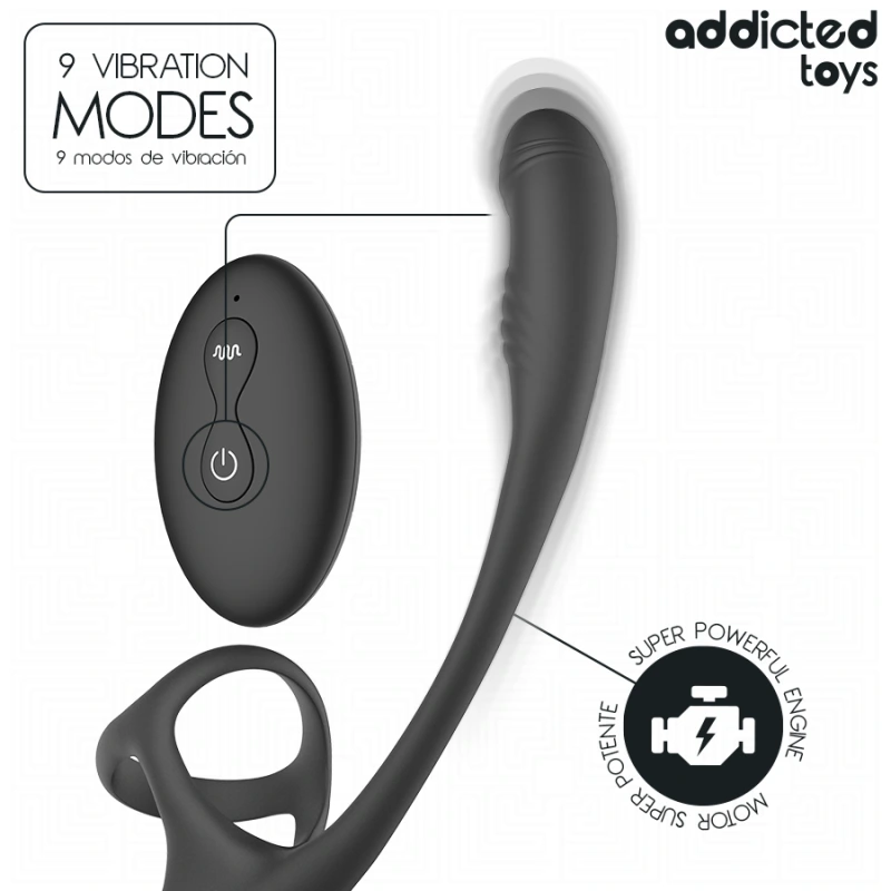 Addicted toys - anal plug with vibration and 360º waving and testicle stimulator 5