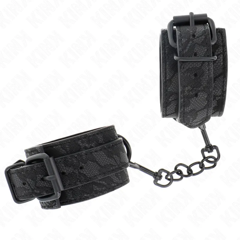 Kink - Dark Lace Covered Wrist Cuffs Adjustable Black 19-26 Cm 1