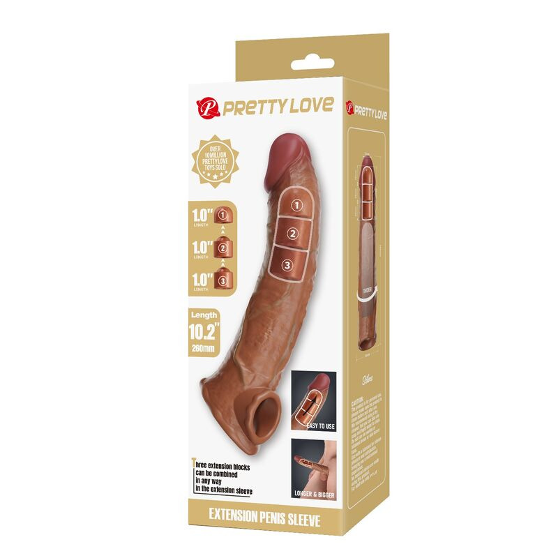 Pretty love - adjustable penis extension sleeve 26 cm Ø 4 cm brown 2