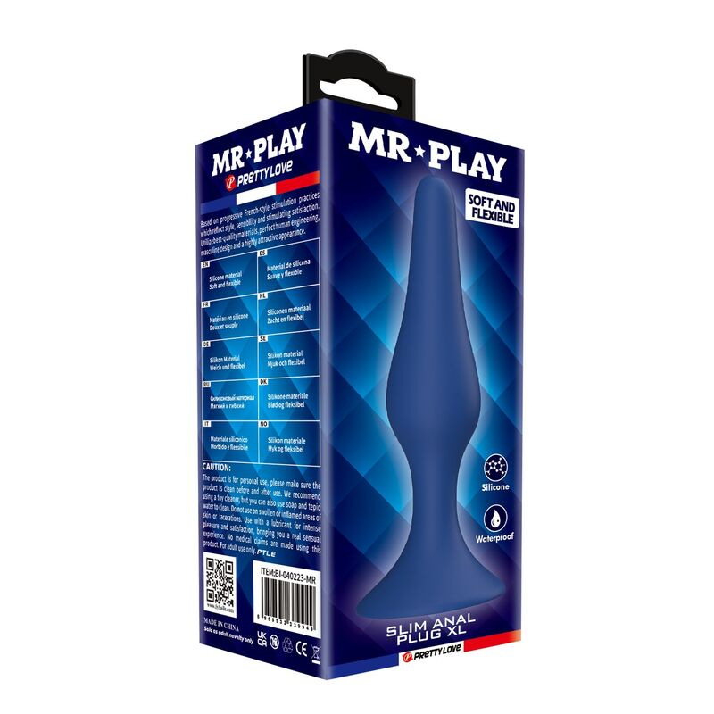 Mr play - tapered silicone anal plug blue xl 2