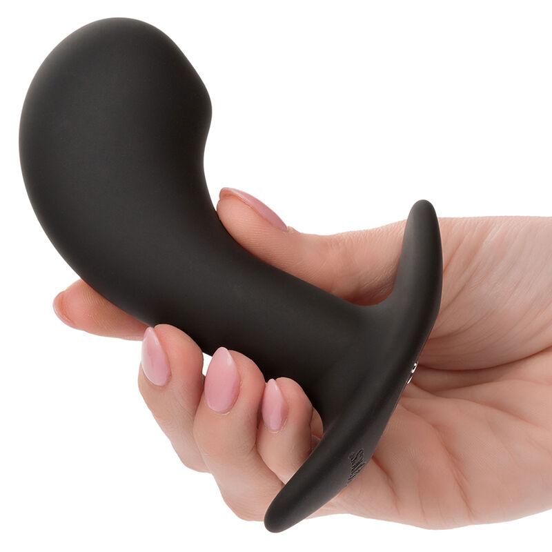 Calexotics - Rock Bottom Curved Anal Plug 10 Vibrations Silicone Black