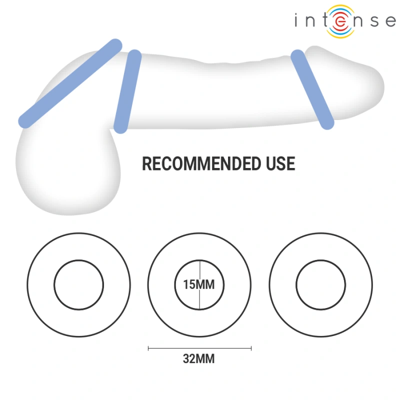 Intense - wick set of 3 penis rings various colors 2