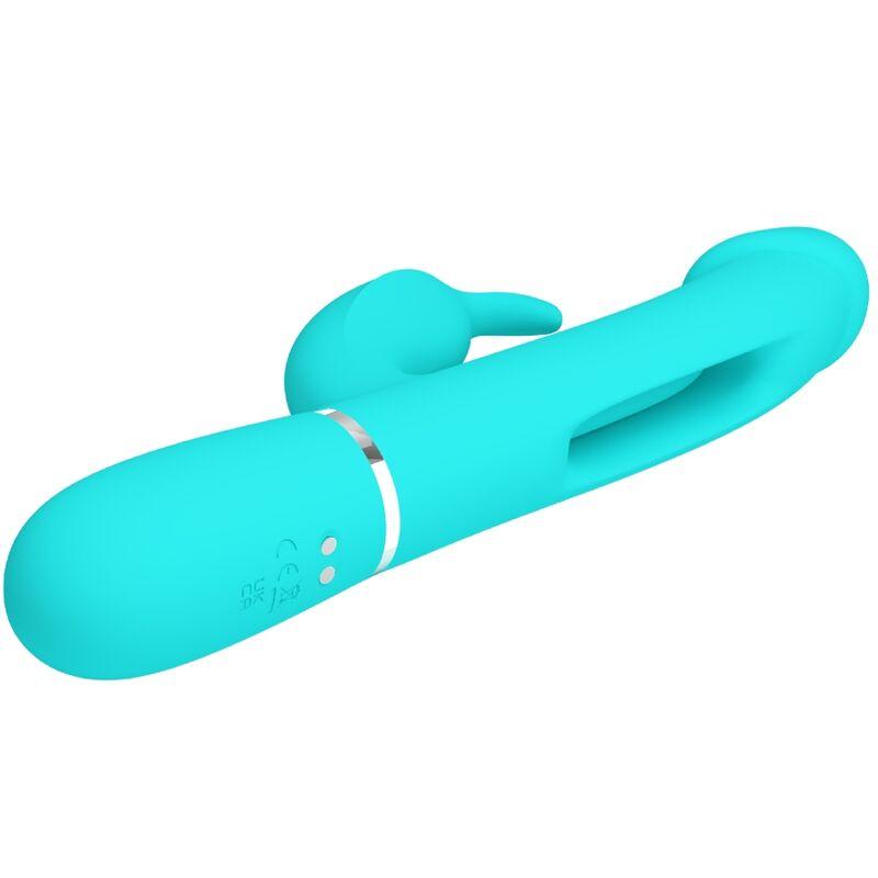 Pretty Love - Kampas Rabbit 3 In 1 Multifunction Vibrator With Tongue Aqua Green 3