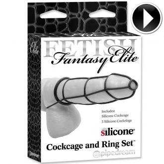 Fetish Fantasy Elite Cockage And Ring Set Black