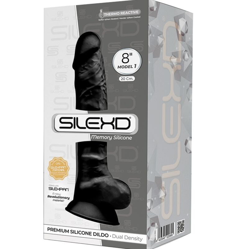 Silexd - Model 1 Realistic Penis Premium Silexpan Silicone Black 20 cm 1