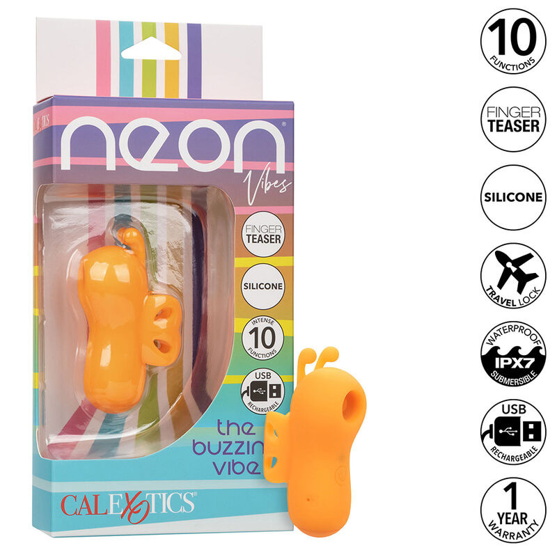 Calexotics - neon vibes the buzzing vibe finger stimulator 10 vibrations orange