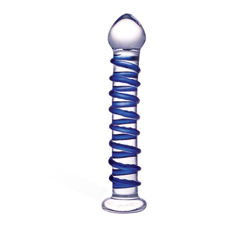 Glas - Blue Spiral Glass - Sklenené Dildo