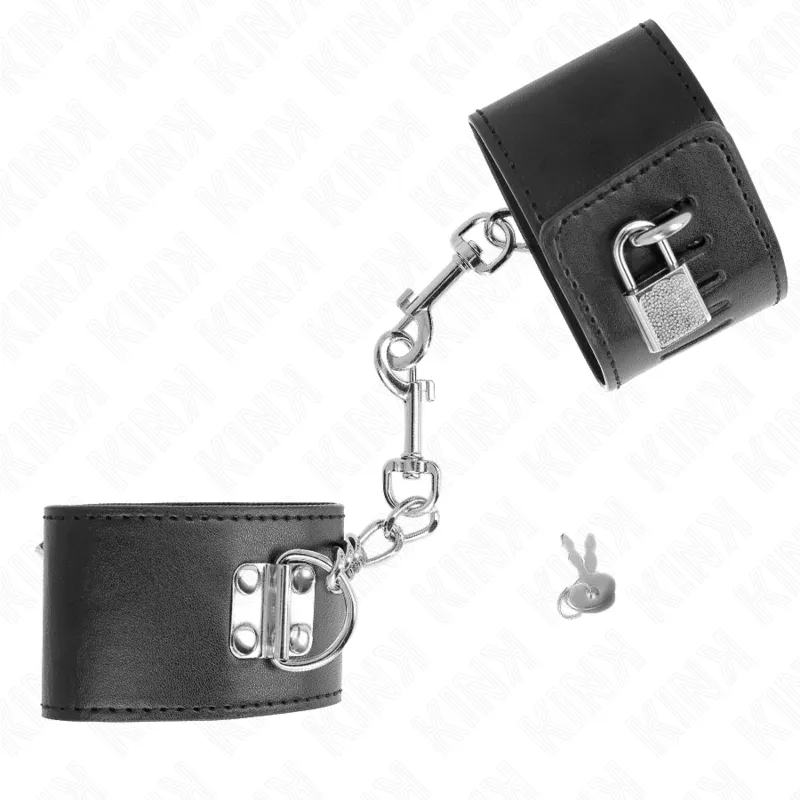 Kink - Wrist Restraints With Padlock Closure Black Adjustable 16-23 Cm X 5.5 Cm