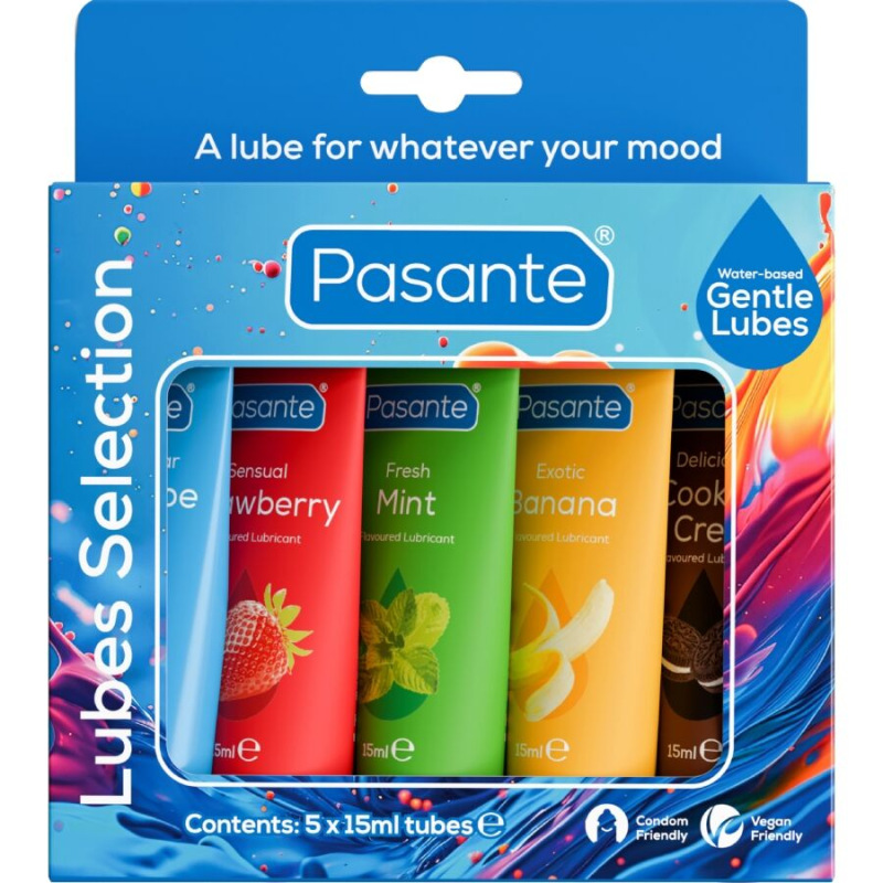 Pasante - pack assorted flavor lubricants 5 units x 15 ml 1